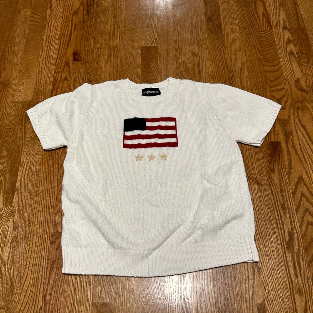 Knit American Flag sweater tee